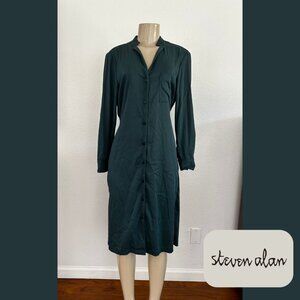 Steven Alan | Forest Green Button Down Midi Shirt Dress